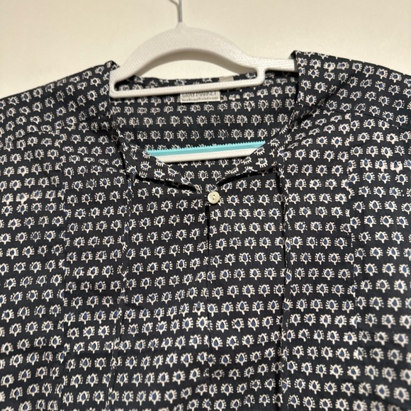 Women L/XL Cotton Boxy Lightweight navy blue Repeat Oval Abstract Pattern Blouse - Picture 10 of 15